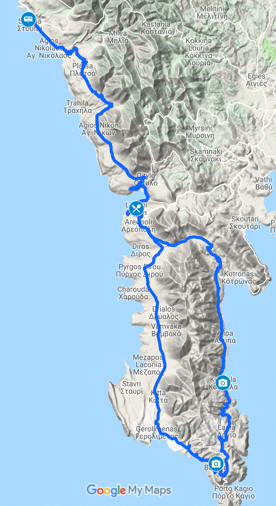 Mani Peninsula Greece Map Mani Peninsula - Pelopennes - Coppers On Tour