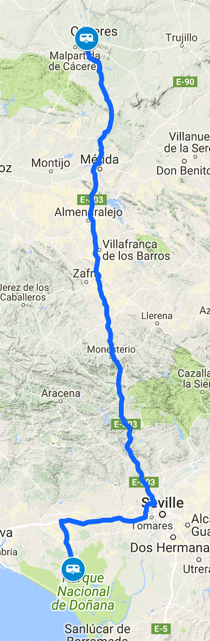 South Toward Seville 24022018 Route