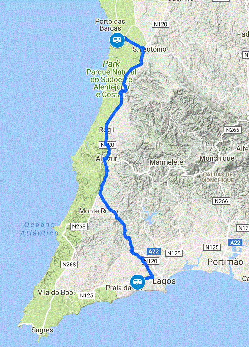 Camping Villa Park Zambujeira 07052018 Route