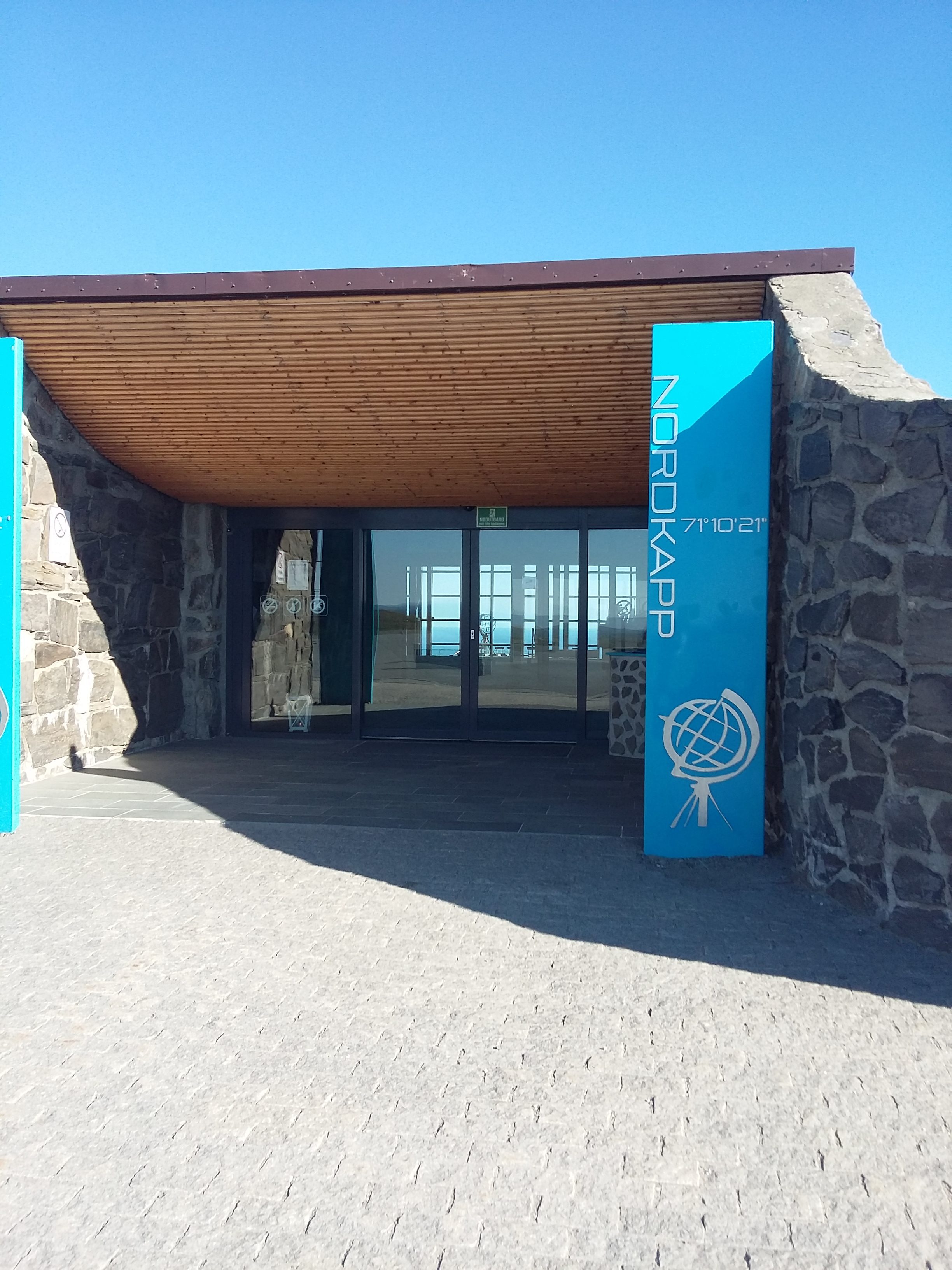 Main entrance to North Cape Hall Visitor's Centre Nordkapp Caravan Tour