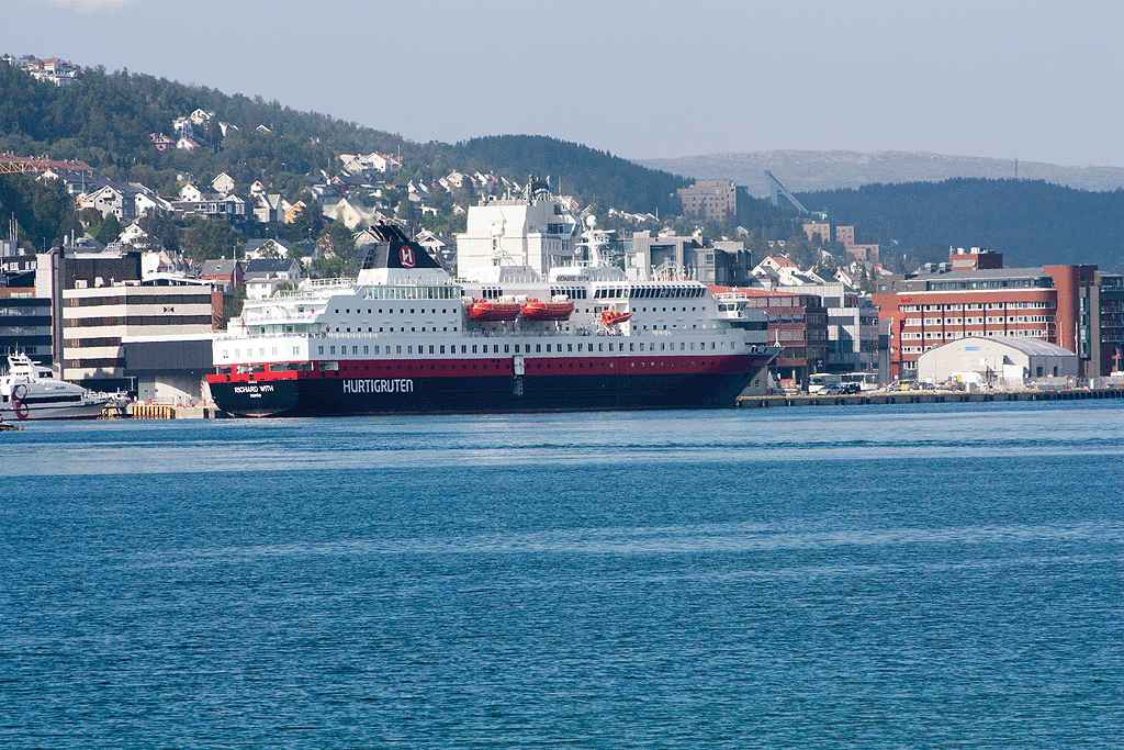 The Hurtigruten passenger & freight ferry in dock