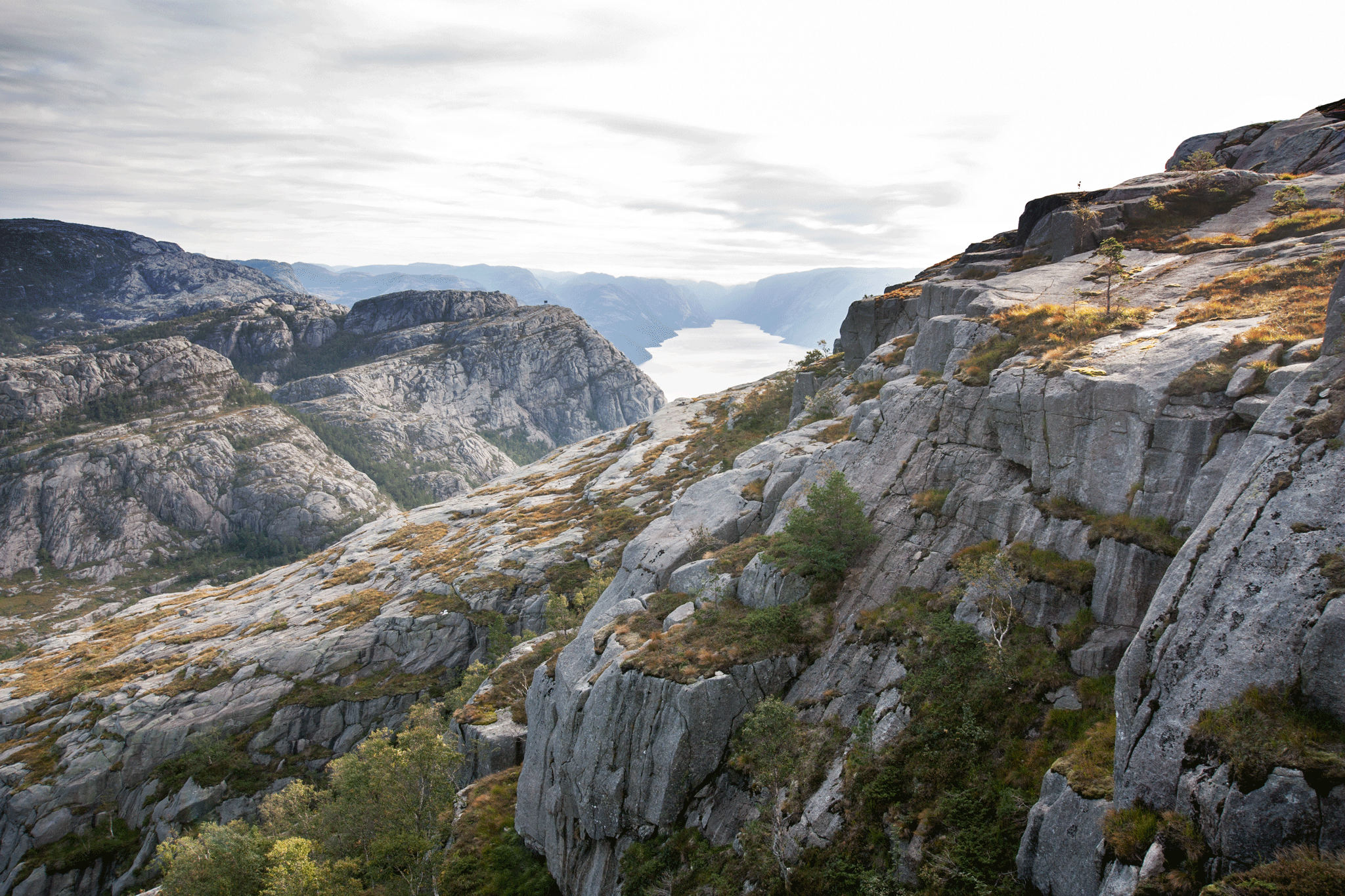 Preikestolen First sight of Lysefjord