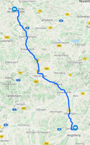 24.07.2019 Route Augsburg to Rothenburg